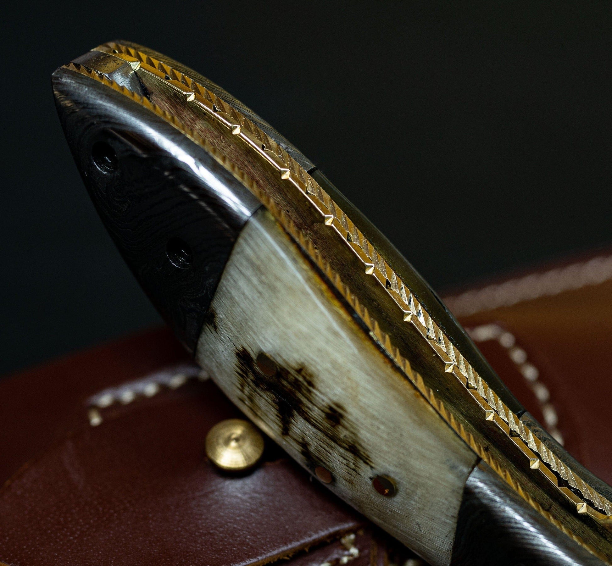 7.75'' Hand Forged Ram Horn Handle Damascus Folding Knife, Damascus Pocket Knife, Damascus Steel Hunting knife, Hand Forged Damascus Knife Etsy 