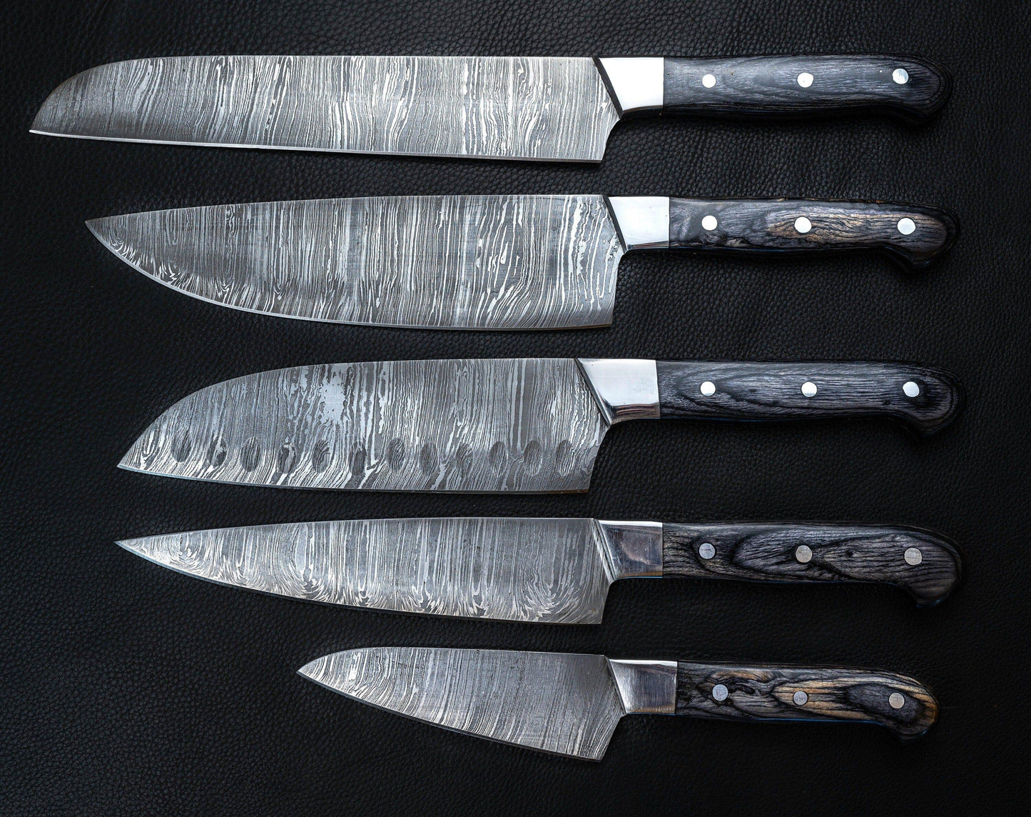 Handmade Damascus Chef Knife Set of 5 BBQ Knife Kitchen Knife Gift Damascus Knife Set Gift Camping Knife Gift for Him Groomsmen gift EDC Etsy 
