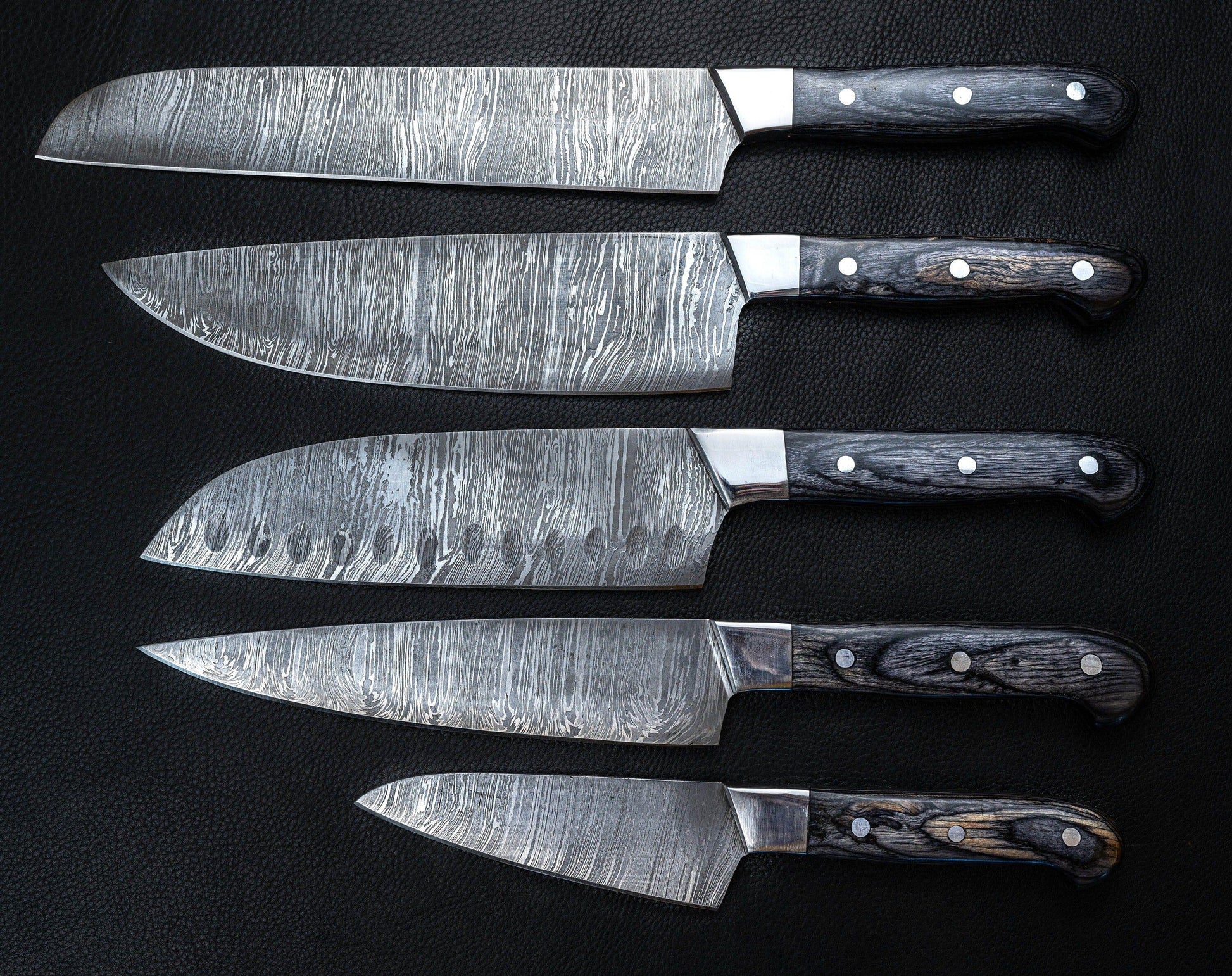 Handmade Damascus Chef Knife Set of 5 BBQ Knife Kitchen Knife Gift Damascus Knife Set Gift Camping Knife Gift for Him Groomsmen gift EDC Etsy 