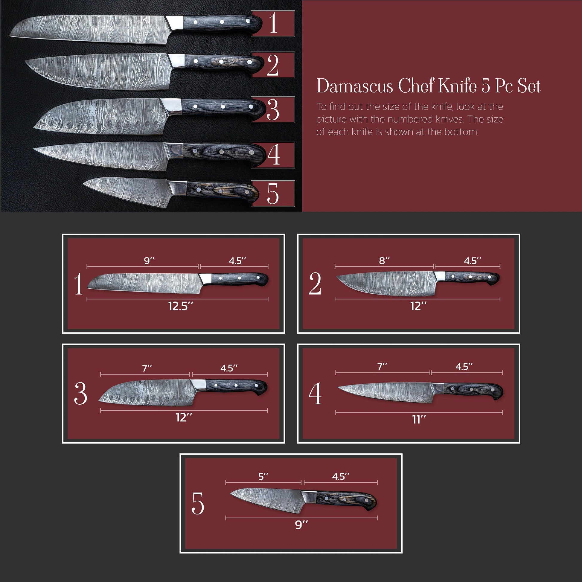 Handmade Damascus Chef Knife Set of 5 BBQ Knife Kitchen Knife Gift Damascus Knife Set Gift Camping Knife Gift for Him Groomsmen gift EDC Etsy 