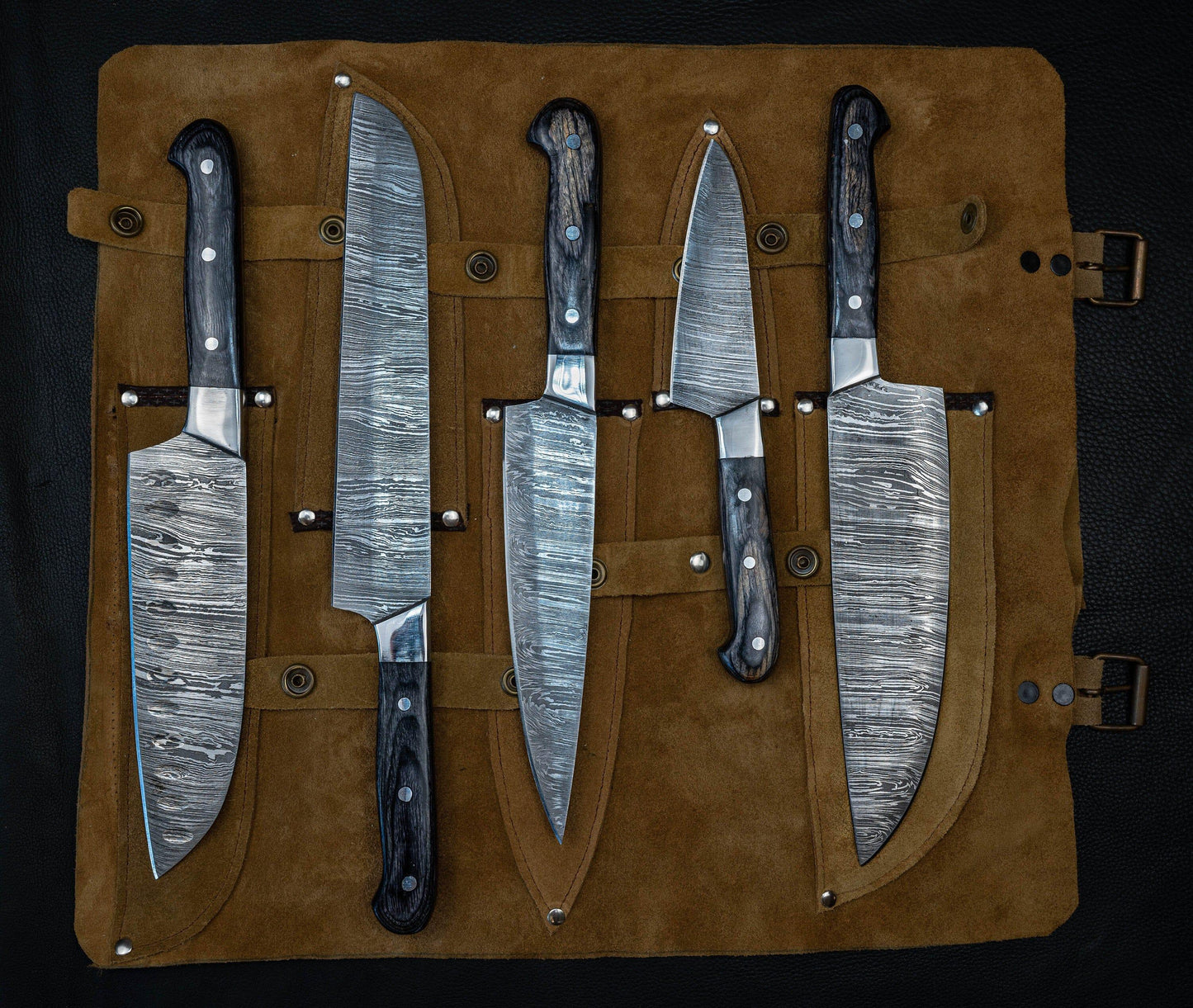 Handmade Damascus Chef Knife Set of 5 BBQ Knife Kitchen Knife Gift Damascus Knife Set Gift Camping Knife Gift for Him Groomsmen gift EDC Etsy 