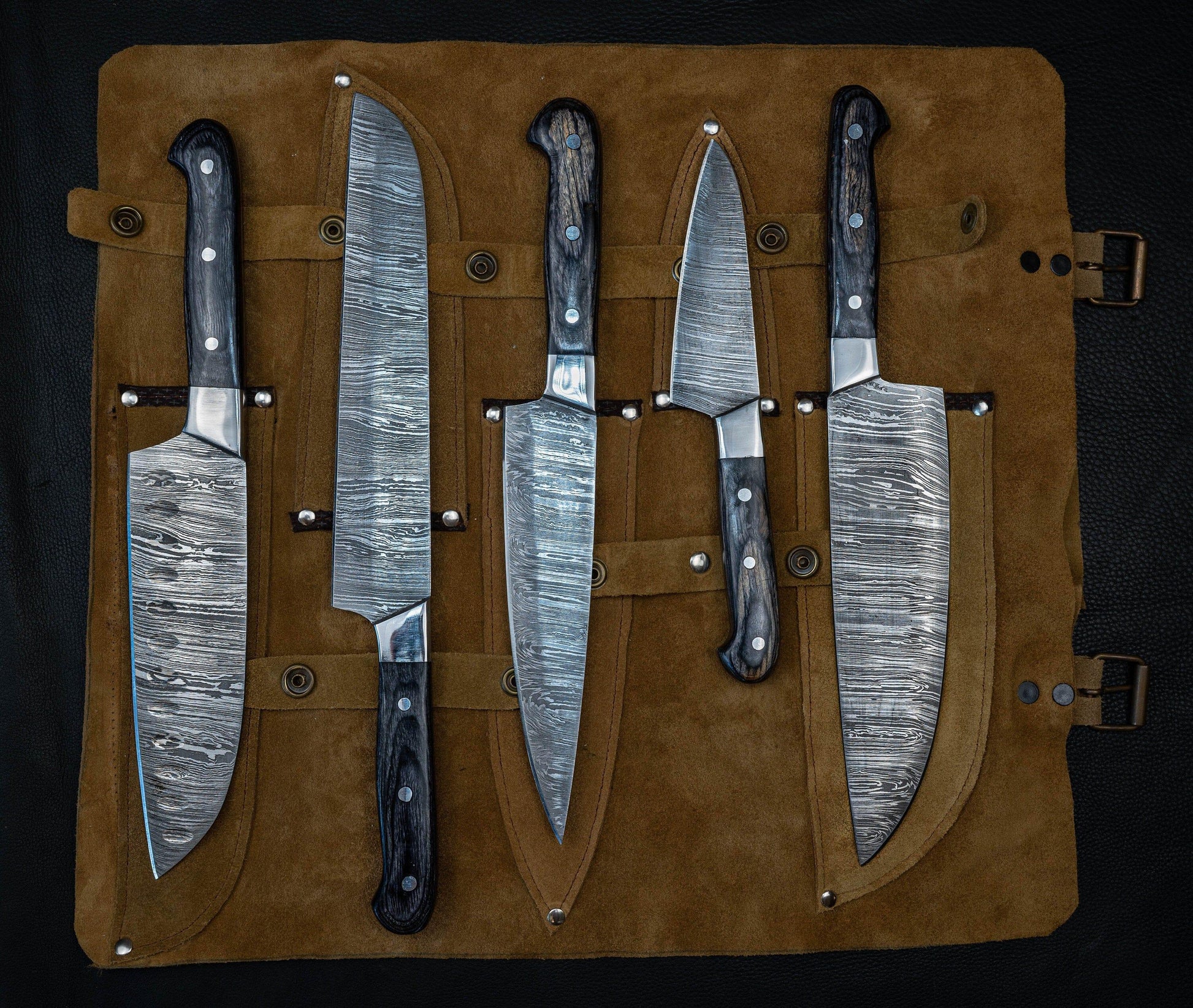 Handmade Damascus Chef Knife Set of 5 BBQ Knife Kitchen Knife Gift Damascus Knife Set Gift Camping Knife Gift for Him Groomsmen gift EDC Etsy 