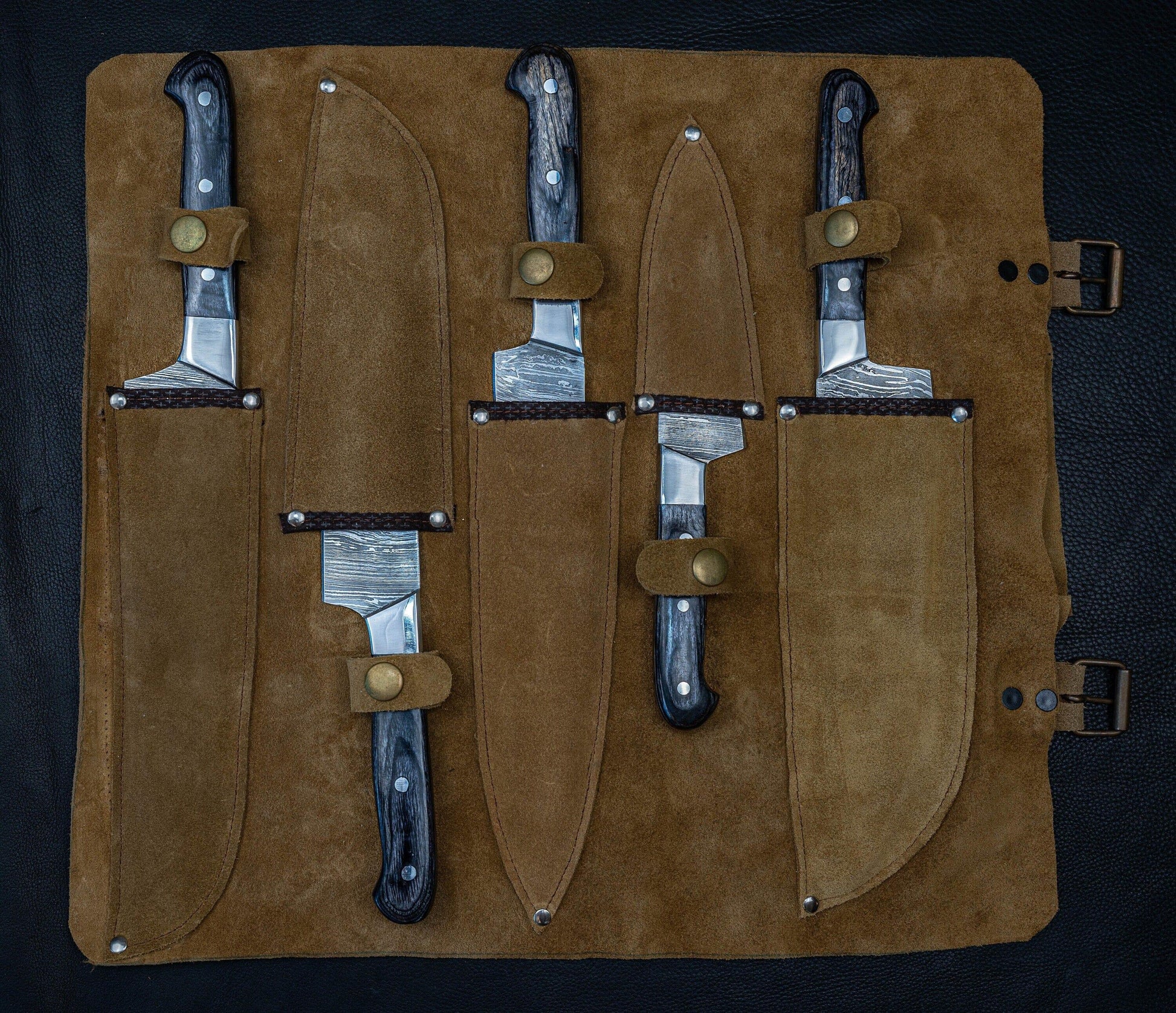 Handmade Damascus Chef Knife Set of 5 BBQ Knife Kitchen Knife Gift Damascus Knife Set Gift Camping Knife Gift for Him Groomsmen gift EDC Etsy 