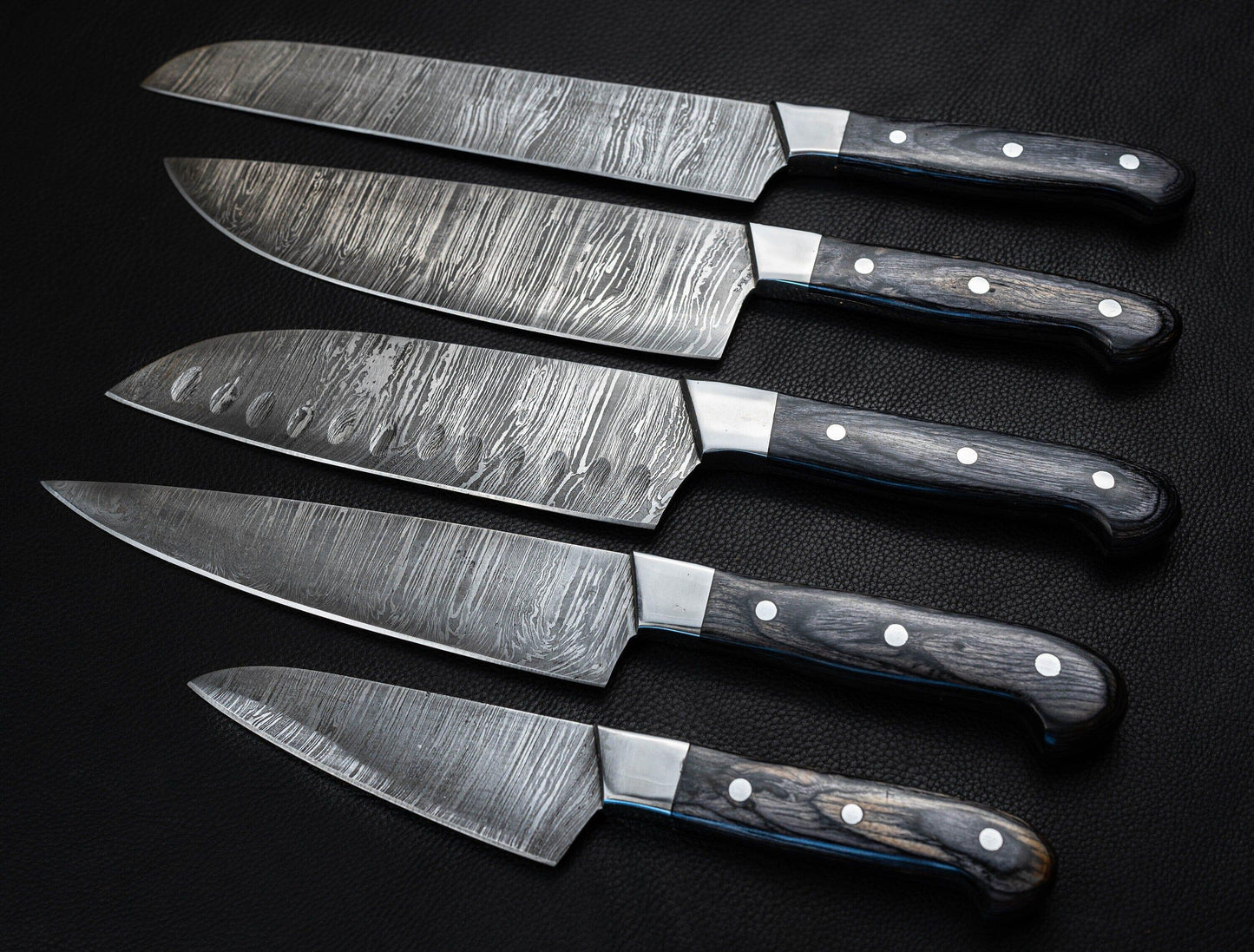 Handmade Damascus Chef Knife Set of 5 BBQ Knife Kitchen Knife Gift Damascus Knife Set Gift Camping Knife Gift for Him Groomsmen gift EDC Etsy 