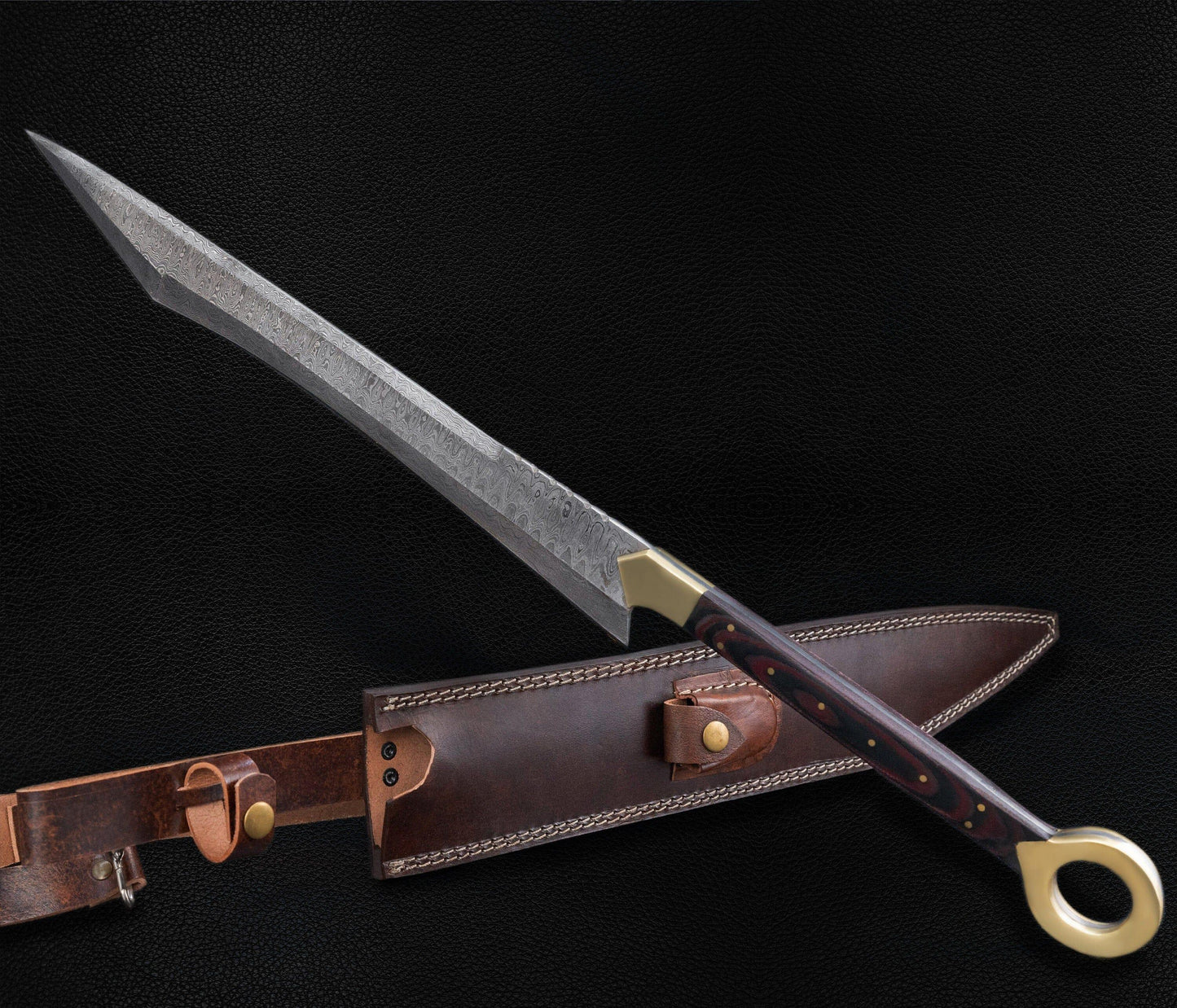 Hand Forged Damascus Steel Trojan Sword, Damascus Steel Greek Sword, Hand Made Sword, Combat sword, Damascus Sword With Leather Sheath Etsy 